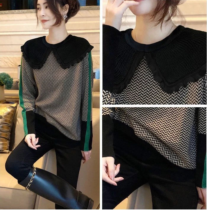 Women's Contrast-Color High-Neck Sweater