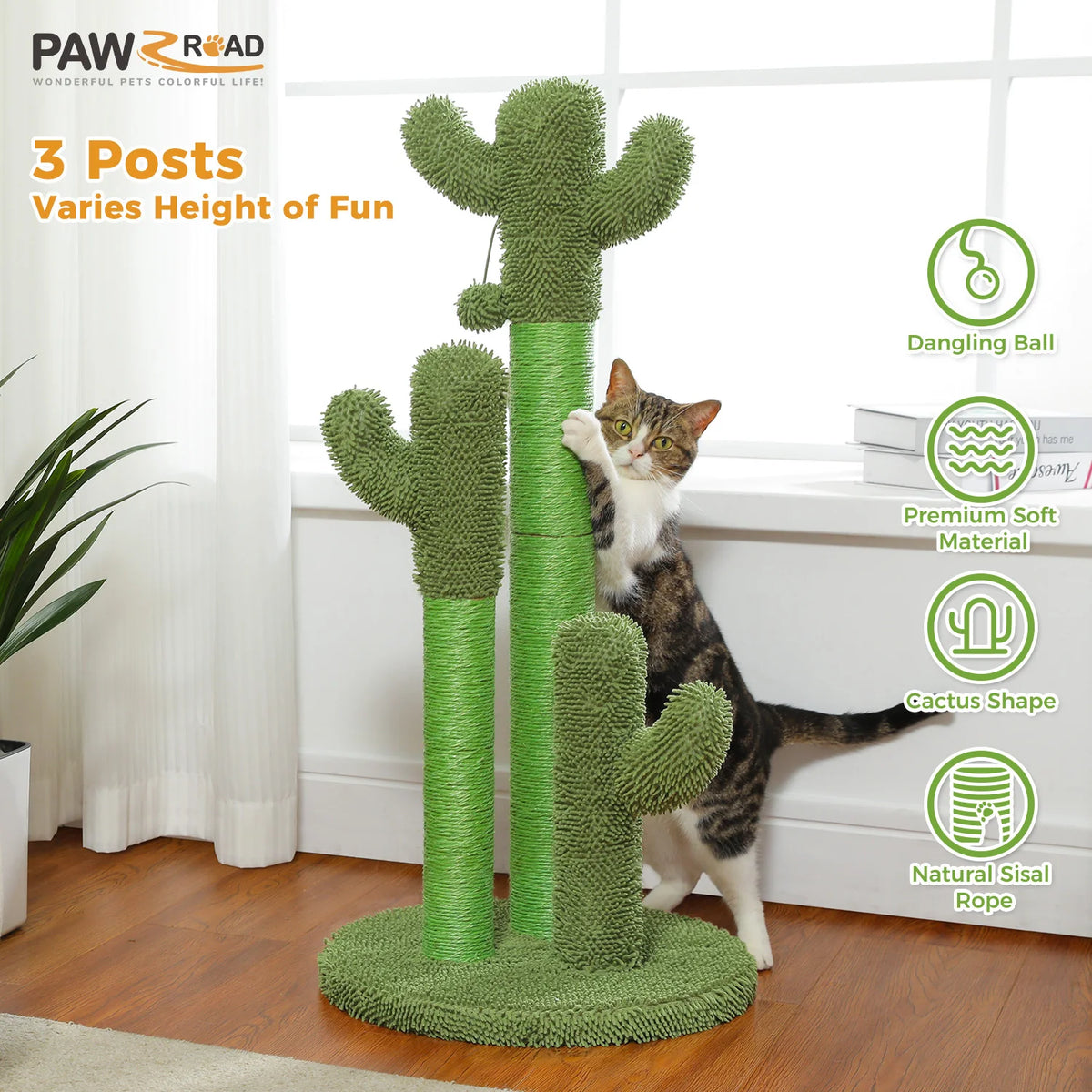 83cm Cactus Cat Scratching Post with Three Poles