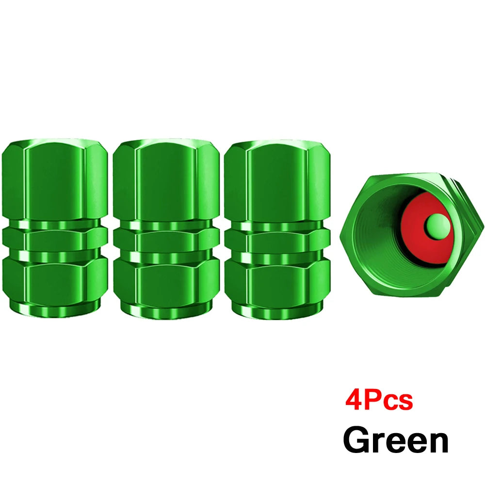 Aluminum Tire Valve Caps with Rubber Seals – Set of 4