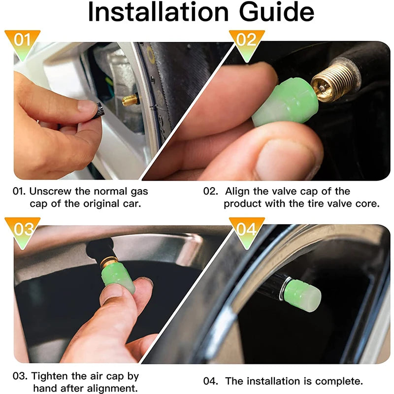 Glow-in-the-Dark ABS Tire Valve Caps – Set of 4