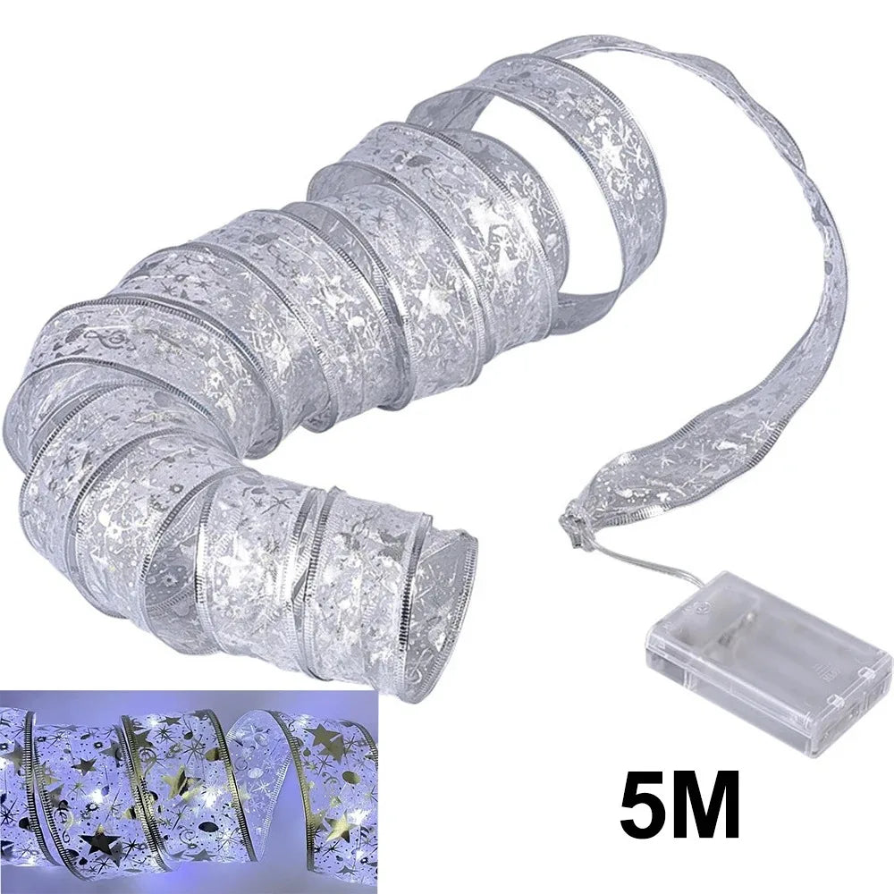 Christmas Ribbon Fairy Lights, 3 m or 5 m