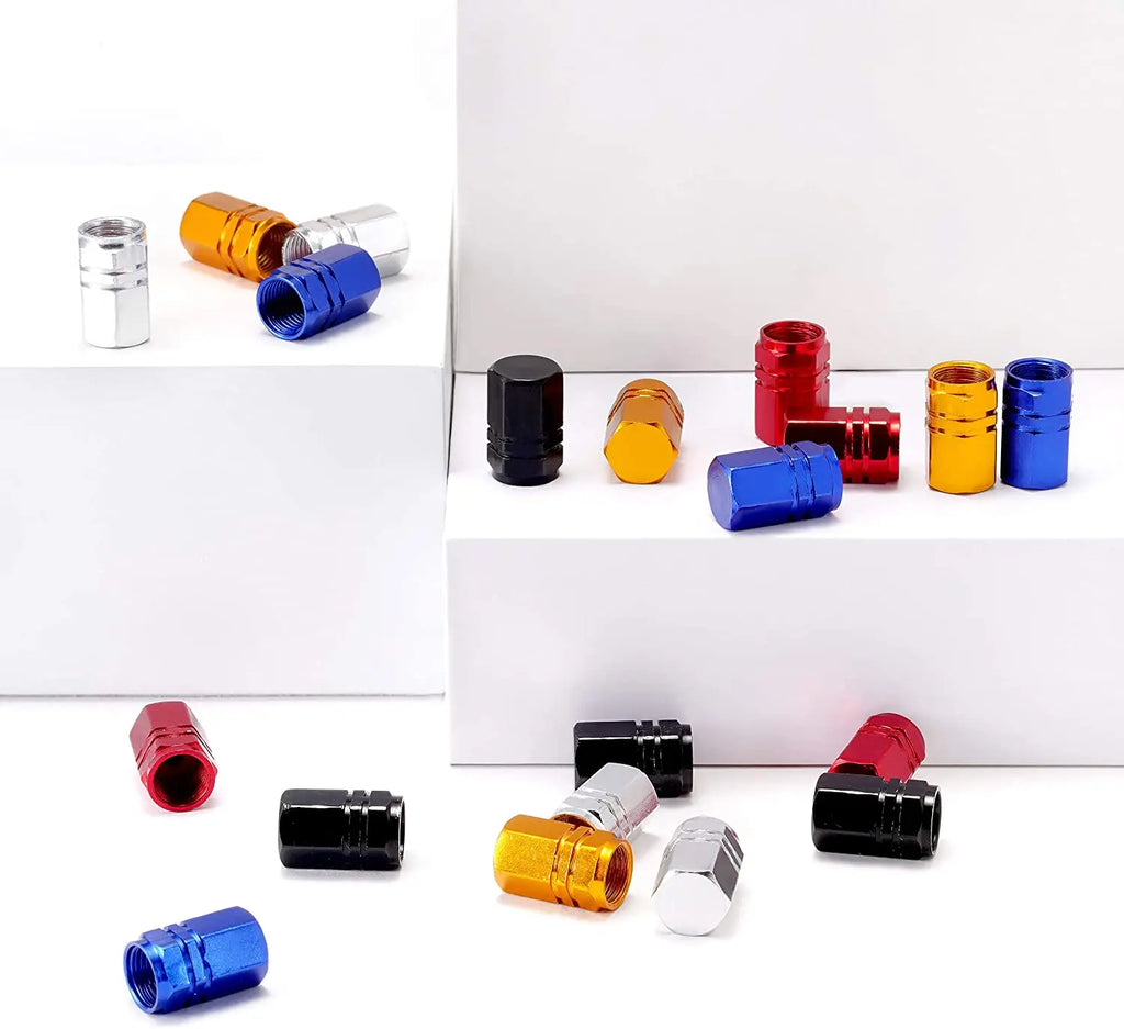 Aluminum Tire Valve Caps with Rubber Seals – Set of 4