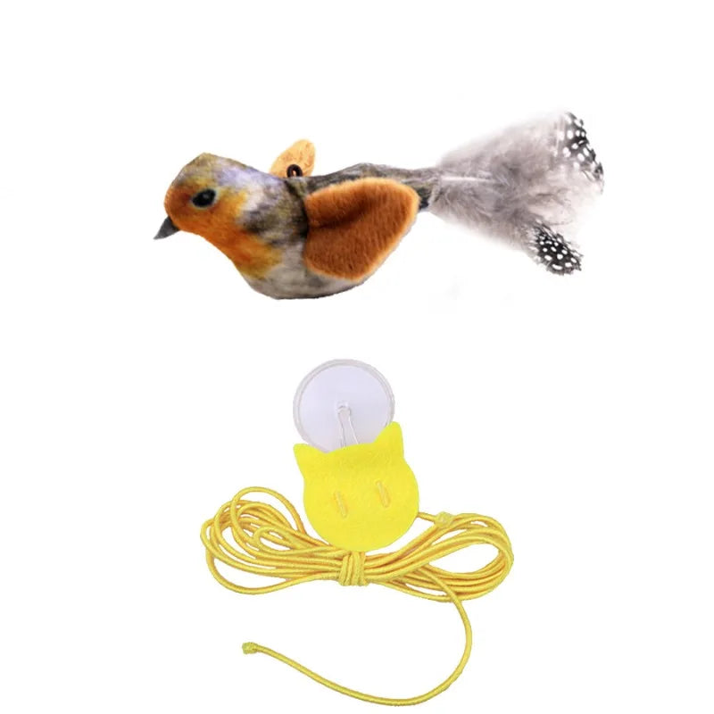 Wall-Mounted Sound-Activated Plush Bird Cat Toy