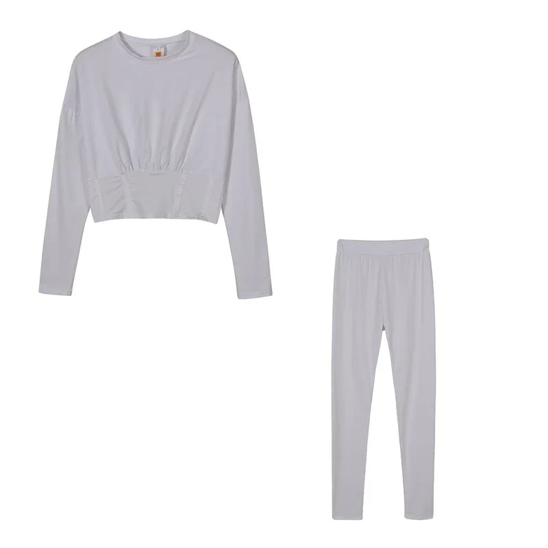 Women's Solid-Color Two-Piece Casual Outfit