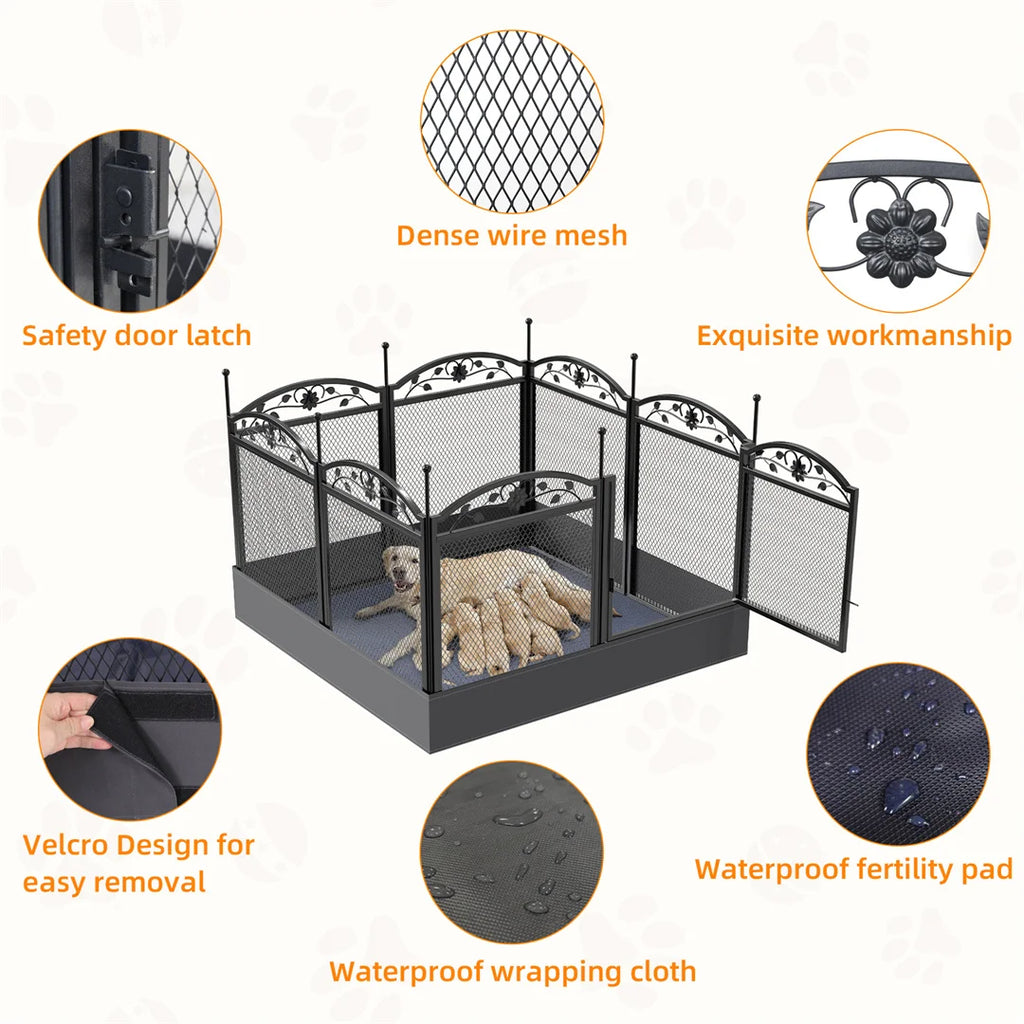 BINGOPAW Eight-Panel Metal Dog Playpen with Mat