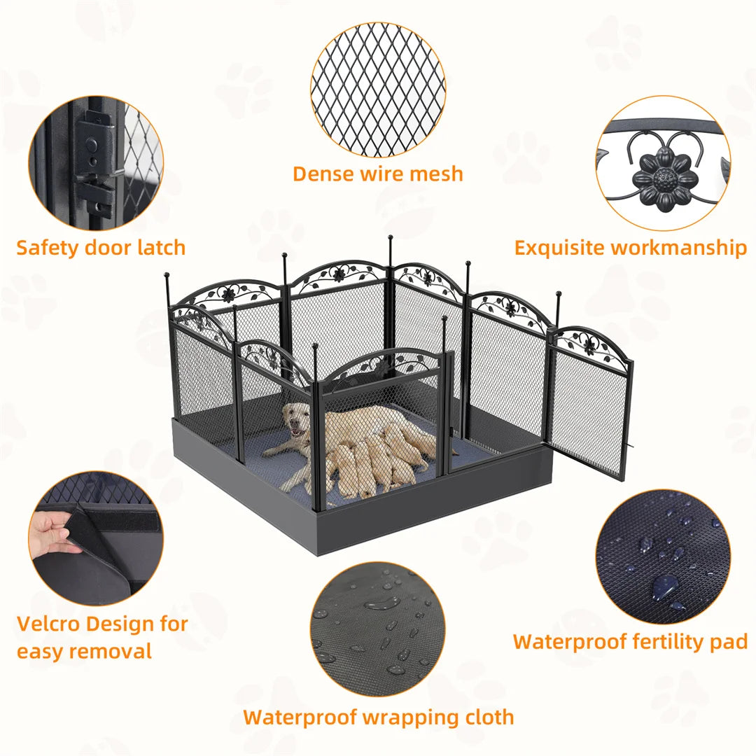 BINGOPAW Eight-Panel Metal Dog Playpen with Mat
