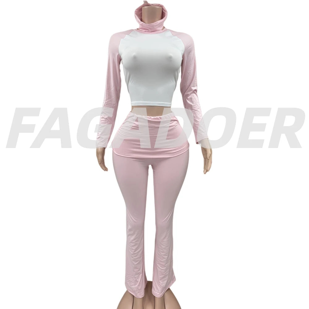 Women's Long-Sleeve Crewneck Top and Pants Set