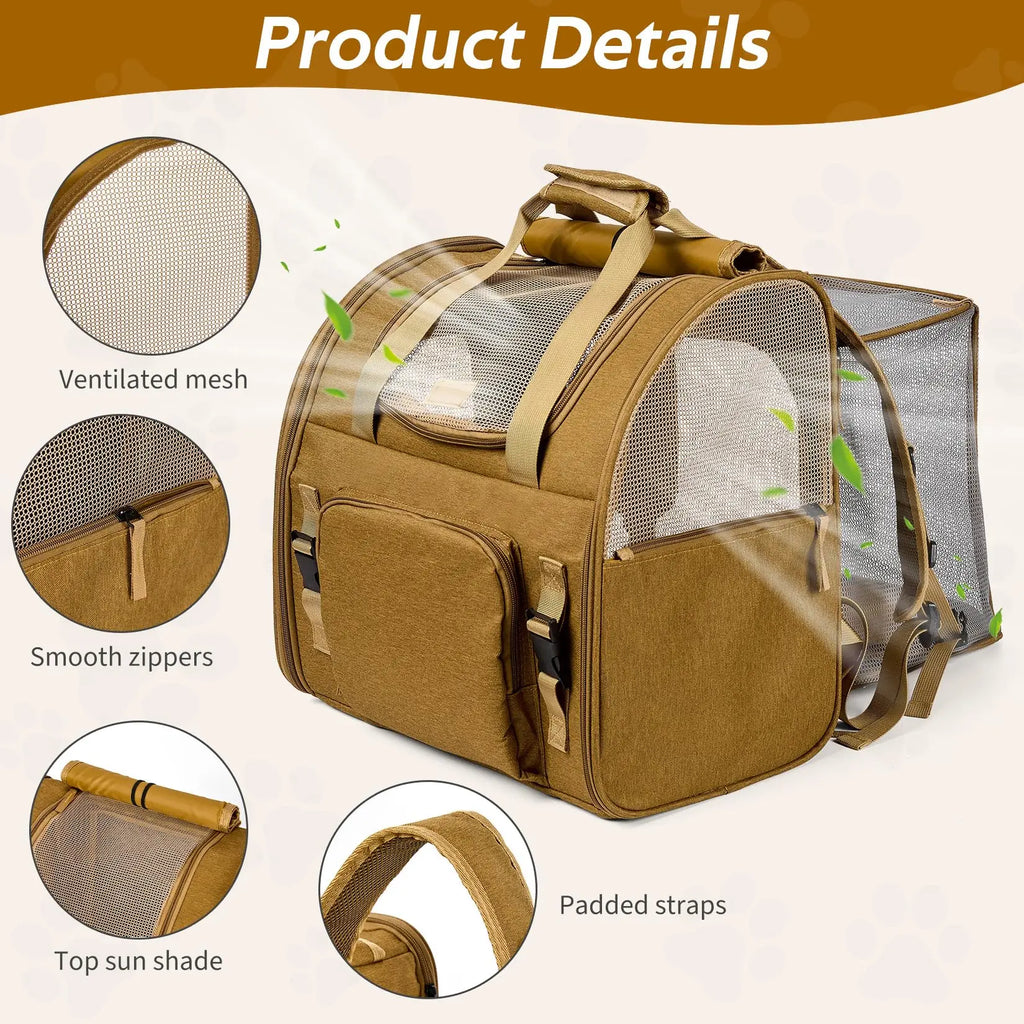 Expandable Mesh Pet Carrier Backpack