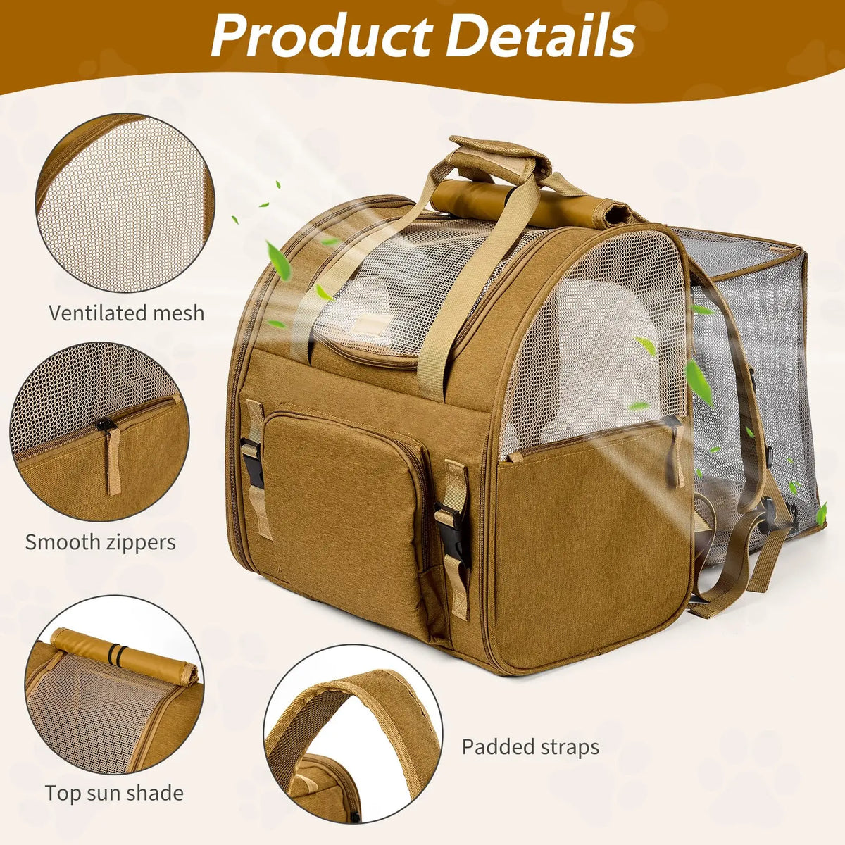 Expandable Mesh Pet Carrier Backpack