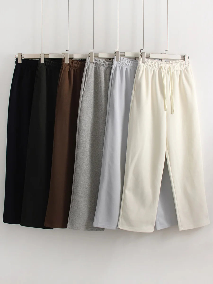 Women's Cotton-Blend Hoodie and Wide-Leg Pants Set