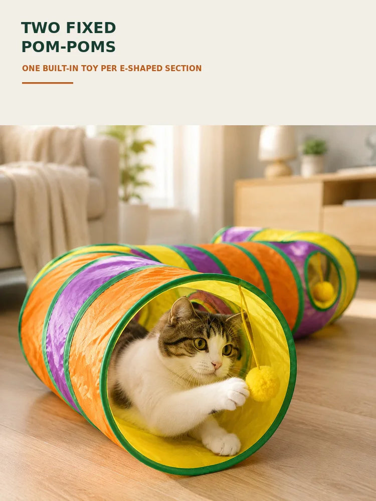Zoe Double E-Shaped Cat Tunnel Maze with Toys