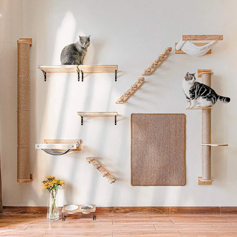 Wall-Mounted Four-Step Cat Climbing Shelf