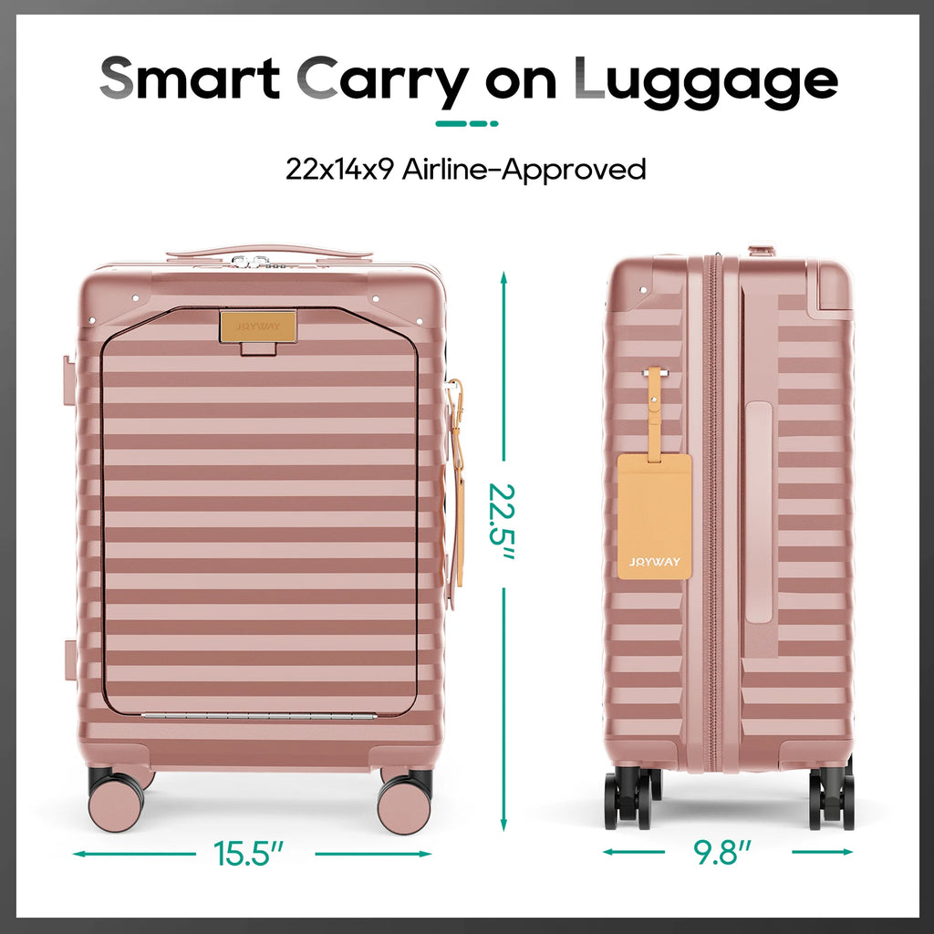 20 inch Front-opening Carry-on Luggage Suitcase with Cup Holder, TSA Lock, Spinner Wheels Whispering Desires Shoppe