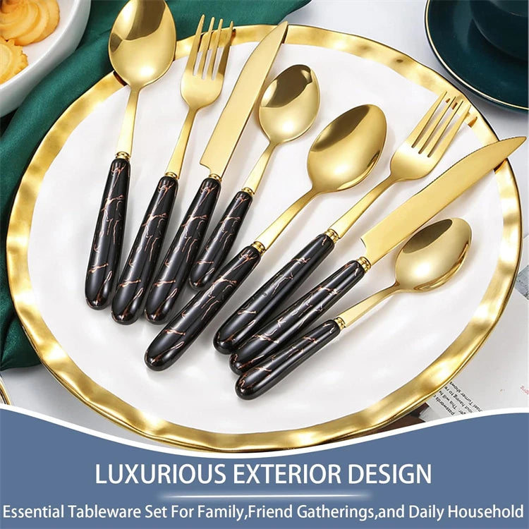 LMETJMA Stainless Steel Flatware — 24 Pieces