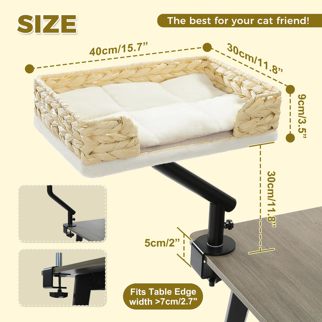 360° Rotating Desk-Mounted Cat Bed