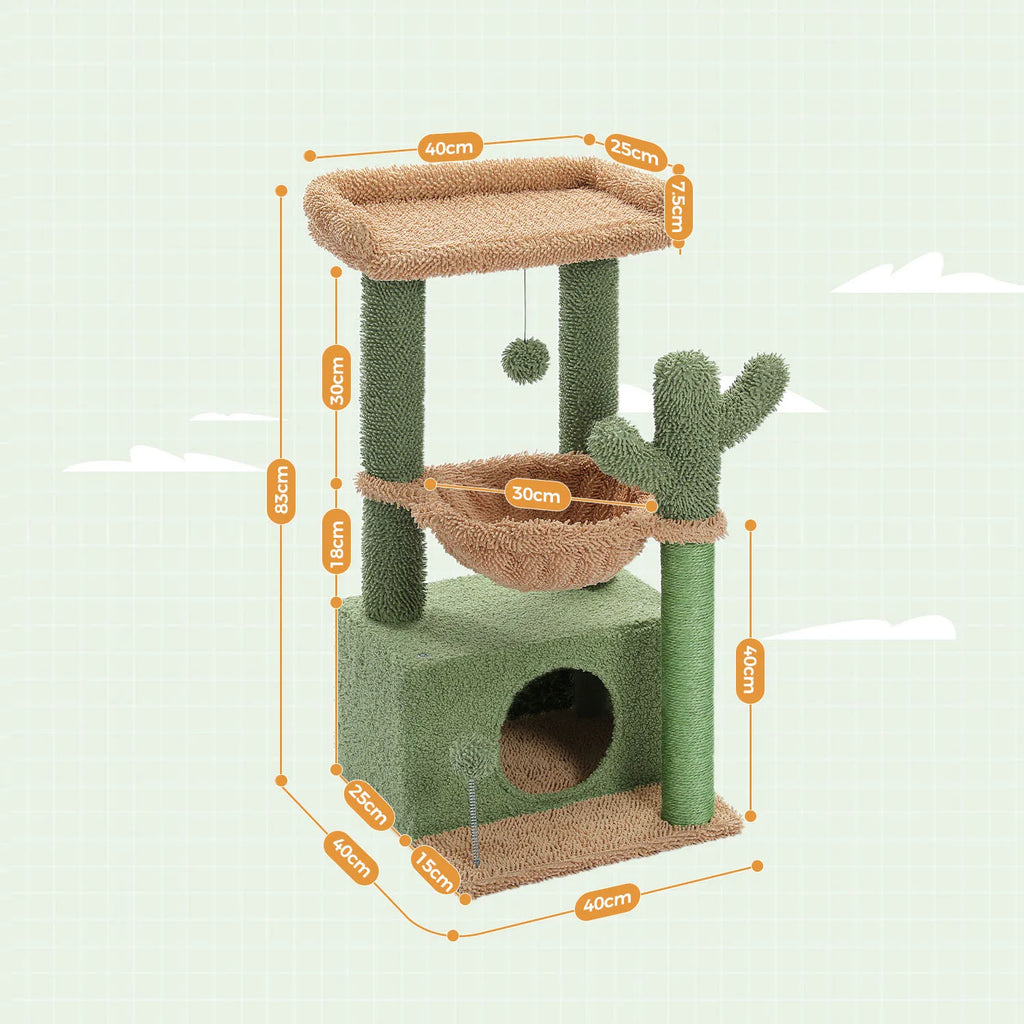 83cm Cactus Cat Tree with Condo & Hammock
