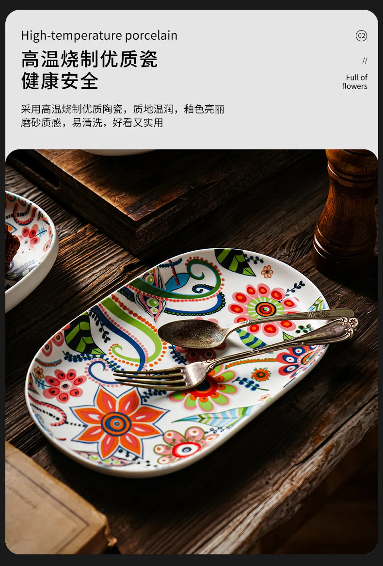 Floral Ceramic Dinner Plate — 8 Inch