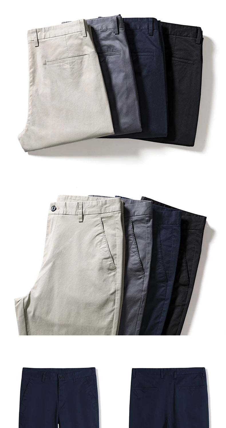 Men's Cotton-Blend Straight-Leg Stretch Pants