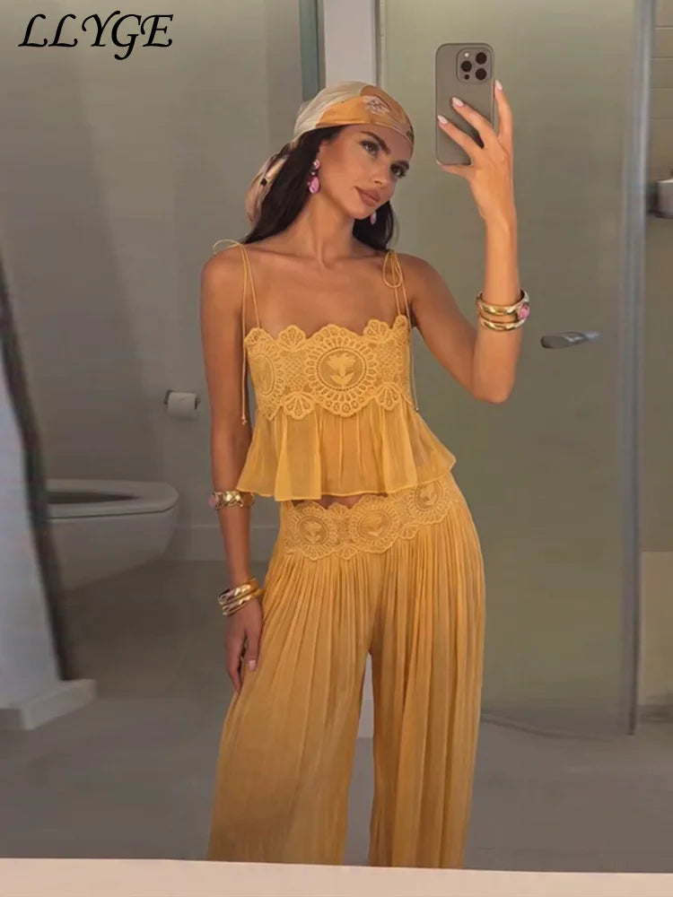 Women's Lace-Look Top and Pants — Top or Set Options