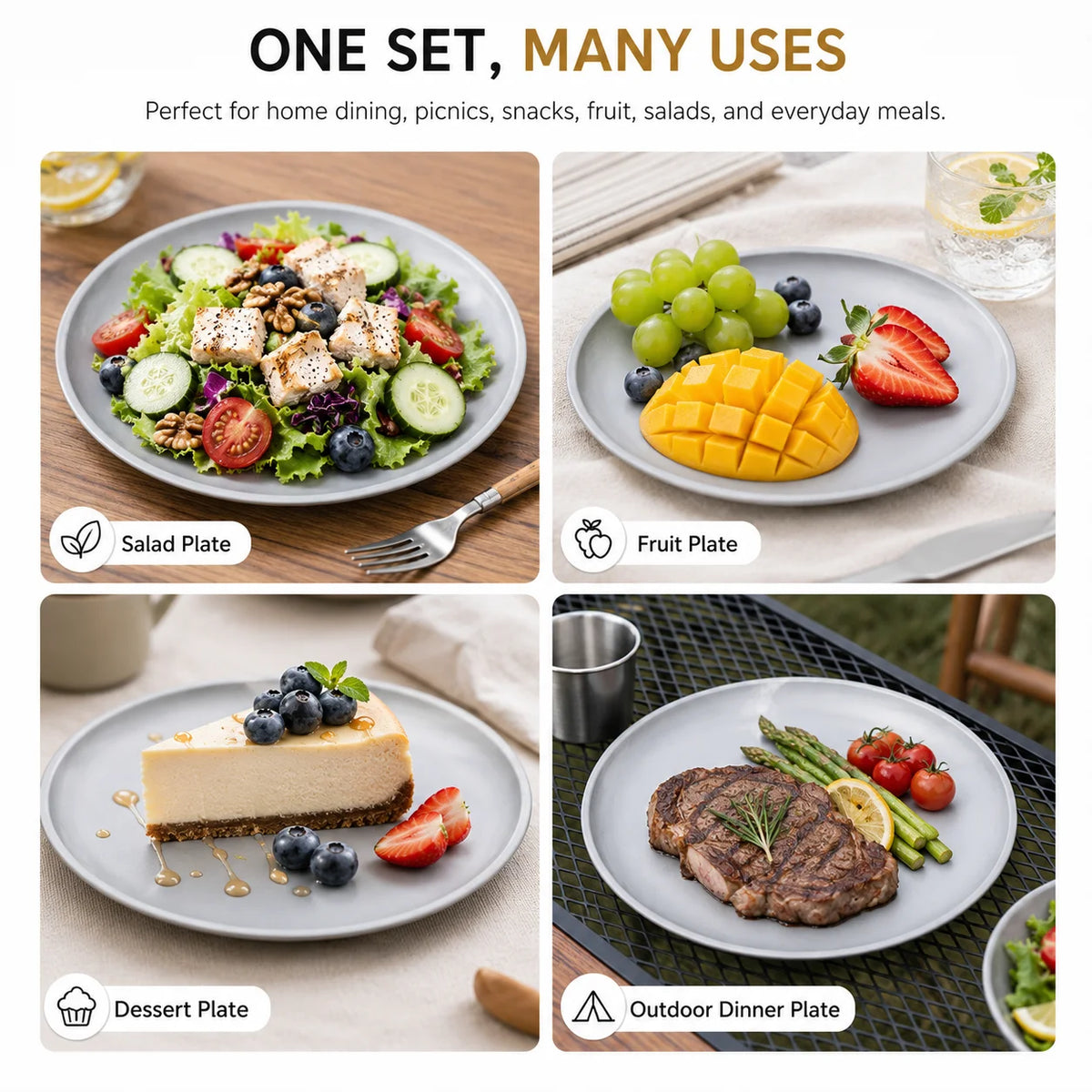 PGY Stackable Stainless Steel Camping Plates