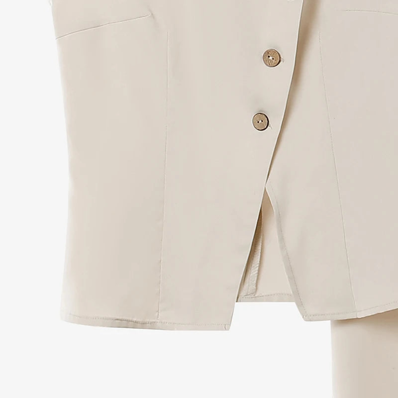 ZANZEA Sleeveless Button Blouse & Pants Set