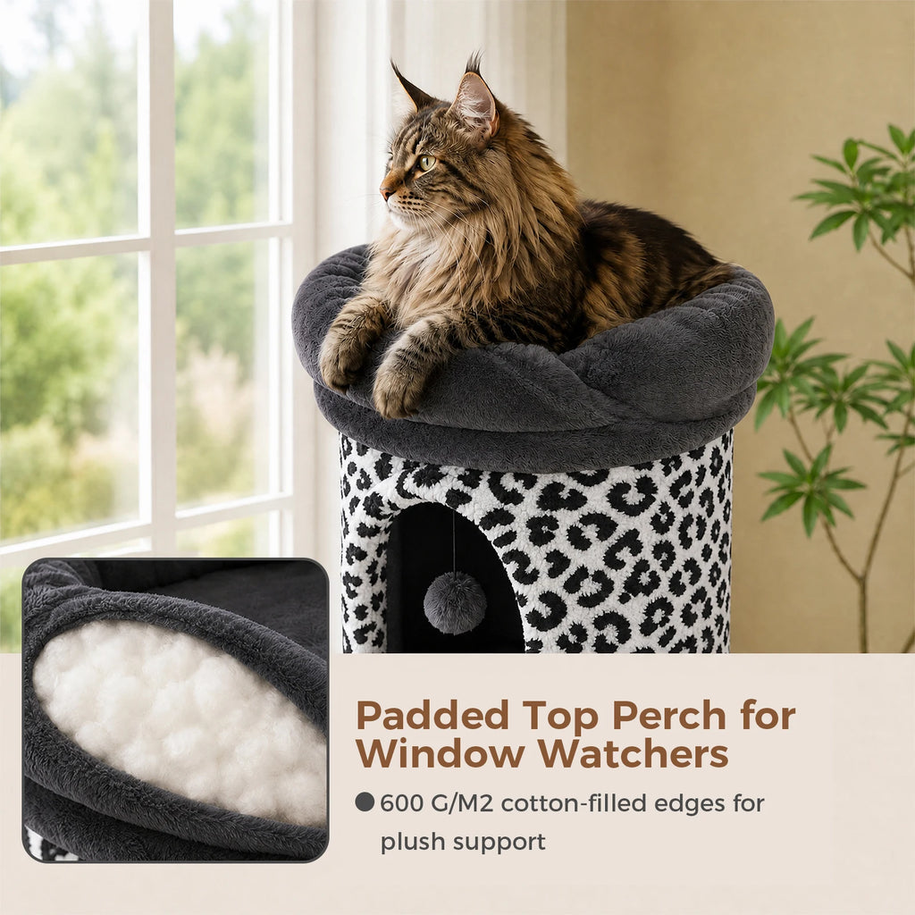 Large Cat Tree with Multiple Condos & Flower Bed