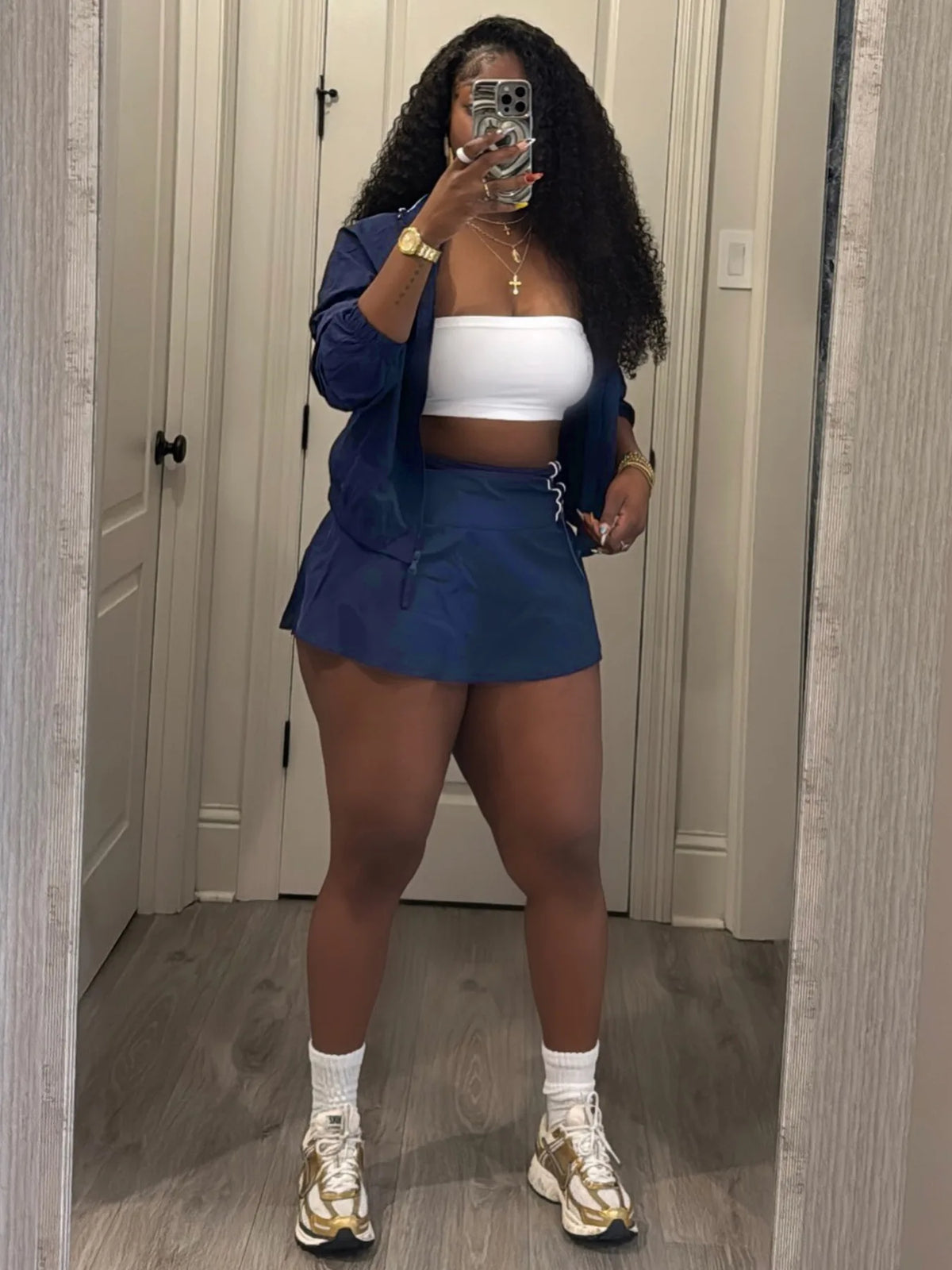 Long-Sleeve Top & Mini Skirt Set