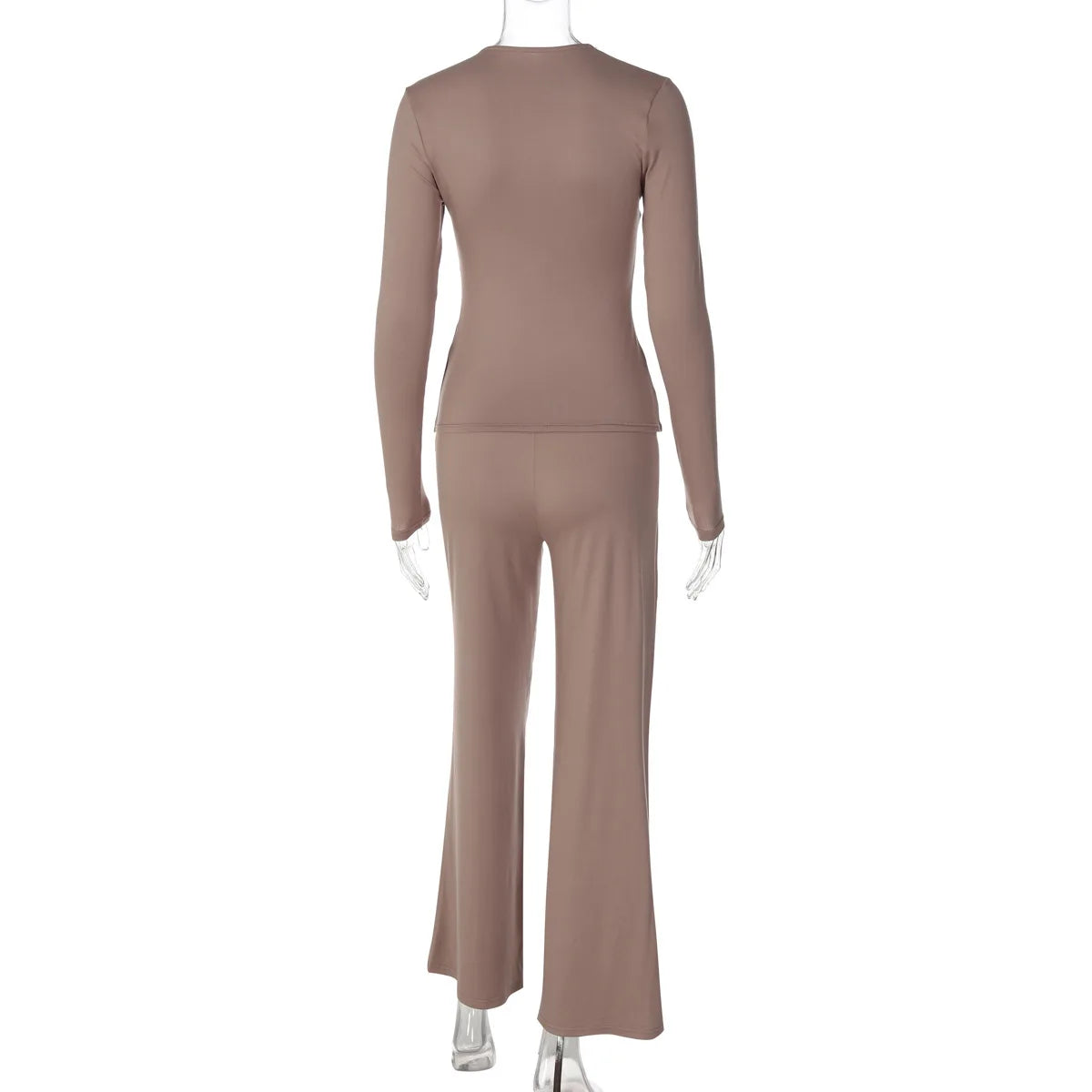 Women's Asymmetric Long-Sleeve Top and Flared Pants Set