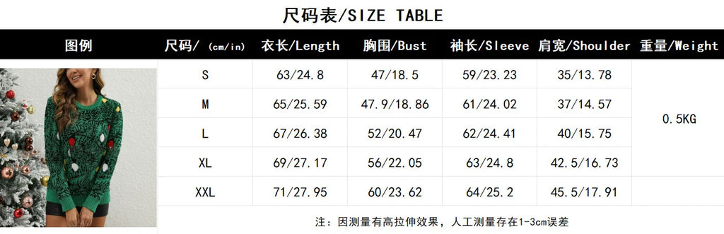 Women's Knitted Pullover Sweater Christmas Loose Round Neck Fashionable Cartoon Jacquard European American Style Casual Top Whispering Desires Shoppe