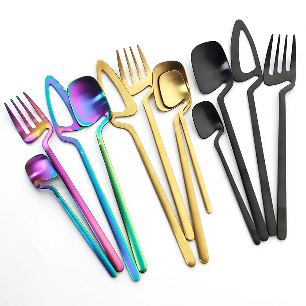 JANKNG Matte Stainless Steel Flatware — 32 Pieces