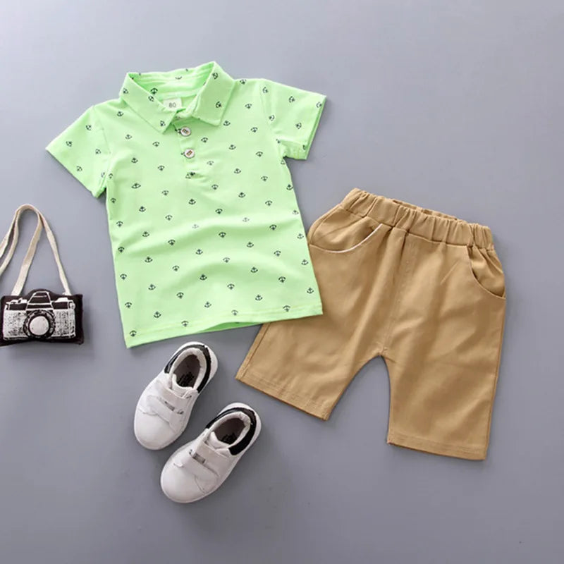Children's Collared Shirt and Shorts Set