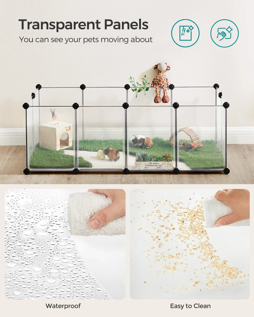 SONGMICS 20-Panel Small-Animal Playpen with Floor