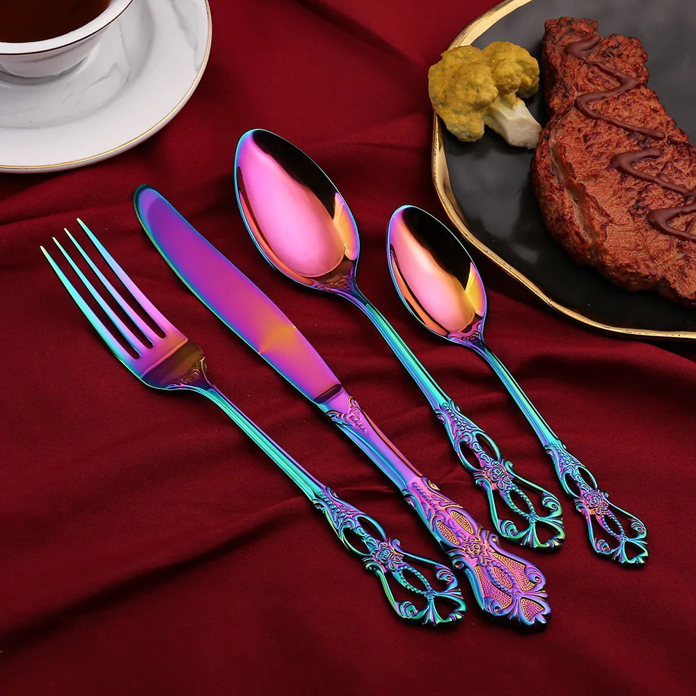 Vintage-Style Stainless Steel Flatware — Assorted Sets
