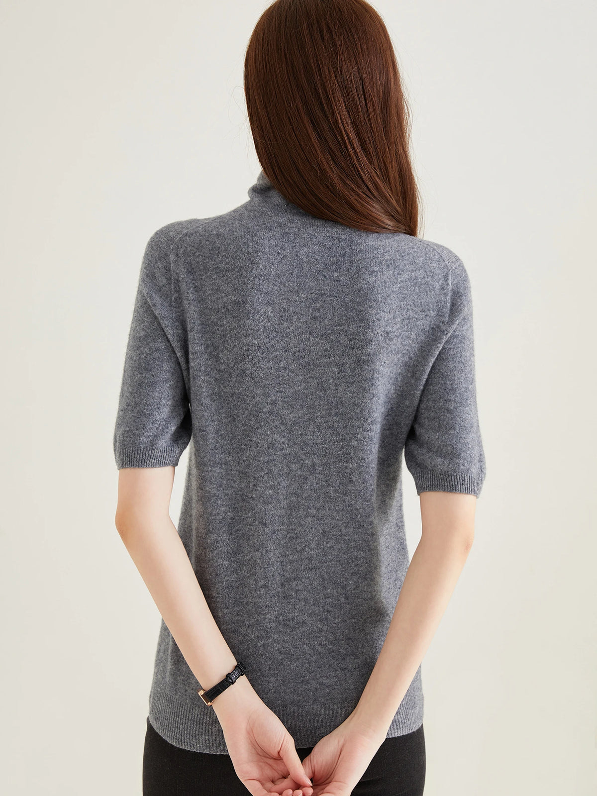 Women's Knit Tops Short Sleeve Fashion Women Sweaters New 100% Merino Wool Knitwears Vintage Sweater Turtleneck Pullover Clothes Dsers