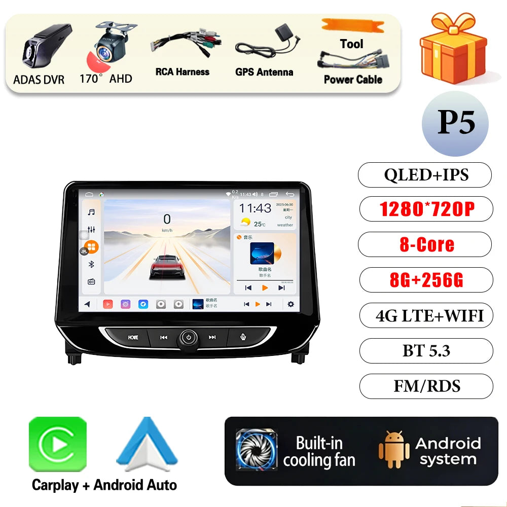 9-Inch Android Stereo for Chevrolet Onix 2020–2022
