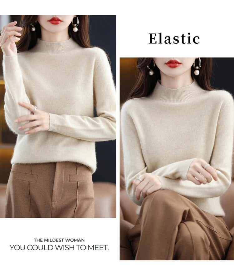 Women's Wool Mock-Neck Knit Sweater