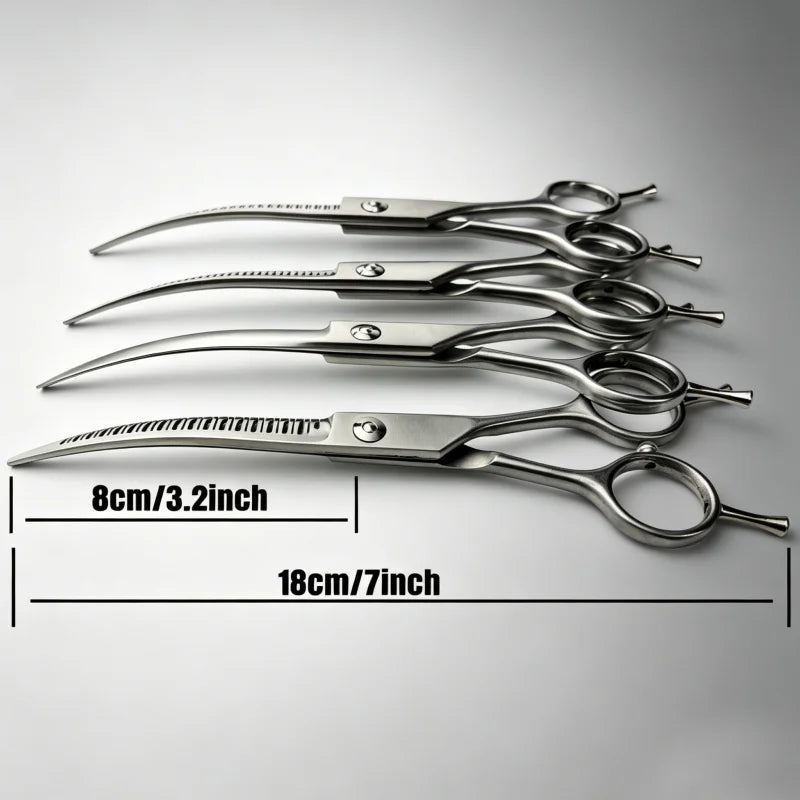 Wingsbro 7'' Curved Chunkers Shears Curved Thinning Shears Stainless Steel Dog Grooming Cat Curved Scissors Light Weight Special Whispering Desires Shoppe