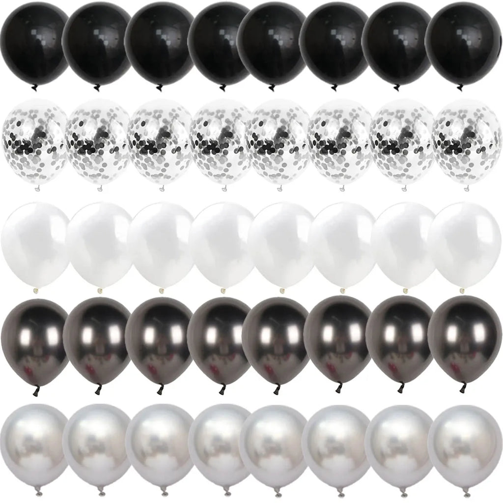 Black Confetti Latex Balloon Sets, 40 Pieces