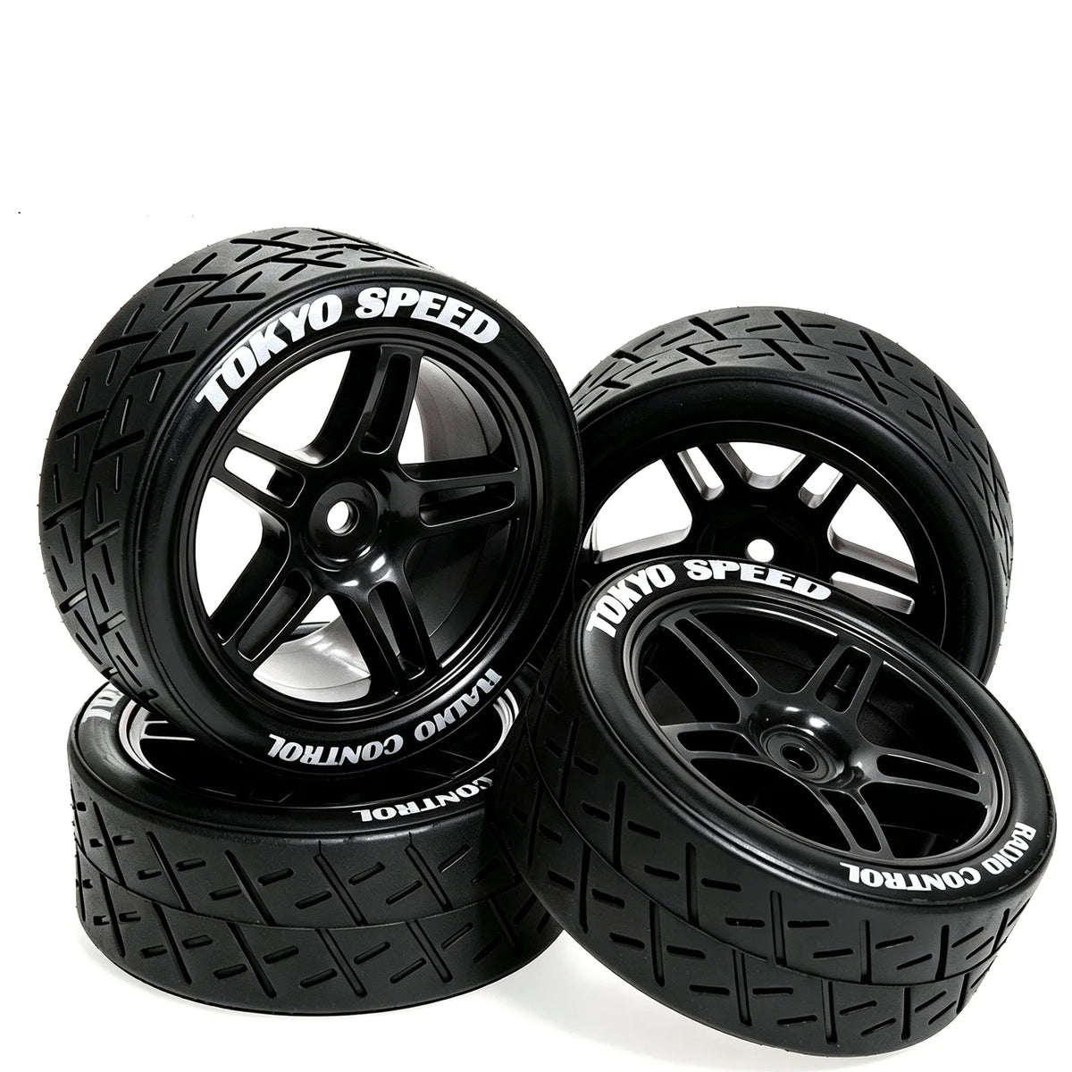 1:10 RC Car Tires & Wheels – Set of 4, 12 mm Hex