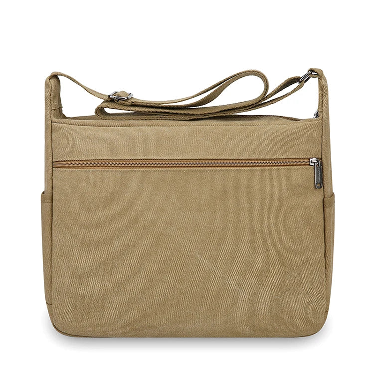 Canvas Crossbody Bag with Zipper Pockets