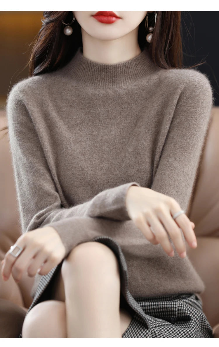 Women's Wool Mock-Neck Knit Sweater