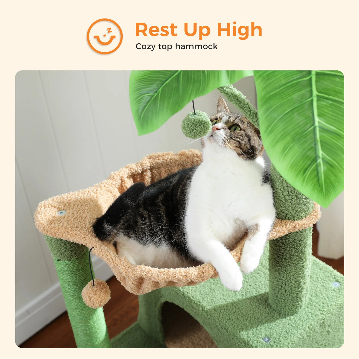 Cactus Cat Tree Small Cat Tower with Spacious Condo,Cozy Hammock,Dangling Ball,Scratching Post Cat Accessories for Indoor Cats Whispering Desires Shoppe