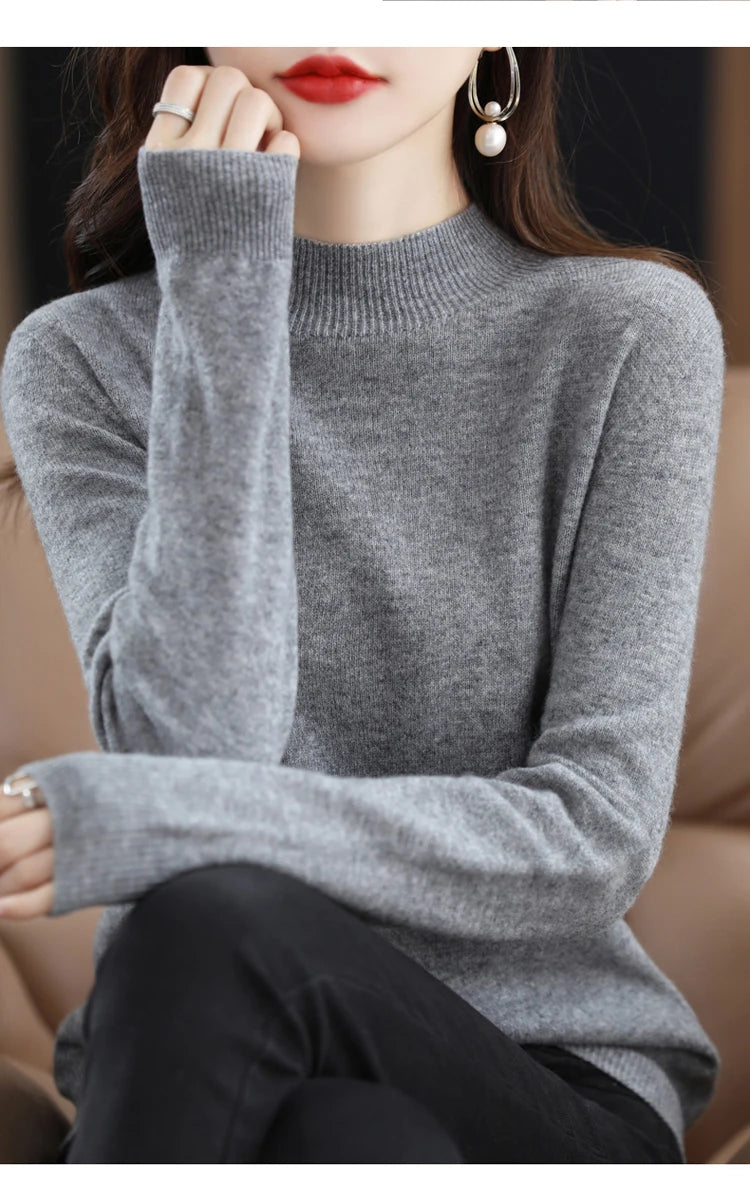 Women's Wool Mock-Neck Knit Sweater