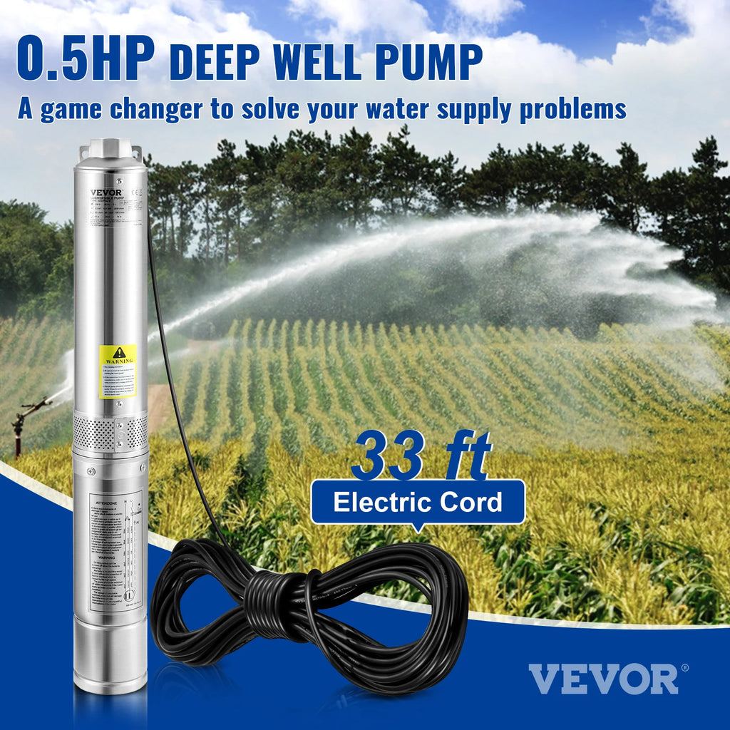 SucceBuy 230V Stainless Steel Deep Well Pump