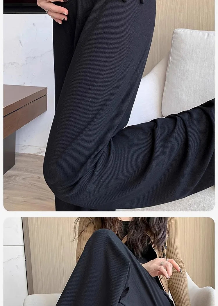 Maternity Trousers Spring and Autumn Outside Wear New Summer Petite Casual Drawstring Straight Wide Leg Trousers Maternity Wear Whispering Desires Shoppe