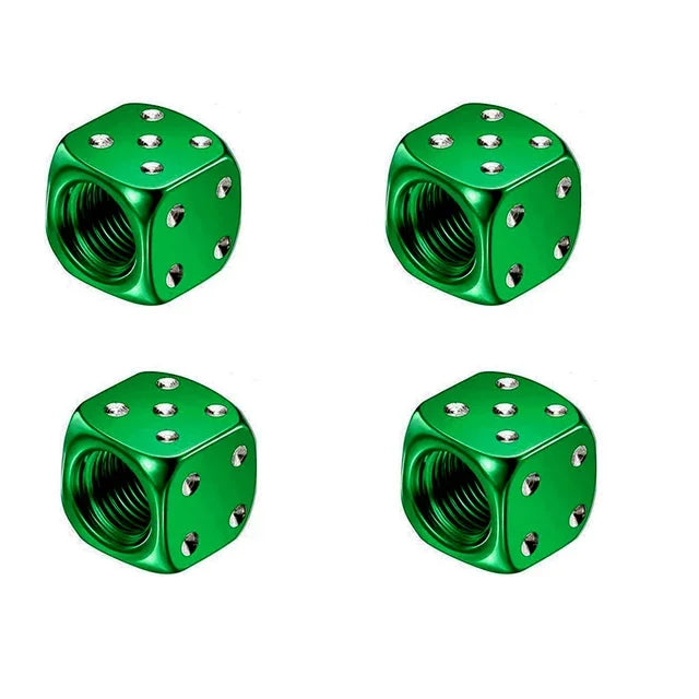 Dice-Style Aluminum Tire Valve Caps – Set of 4