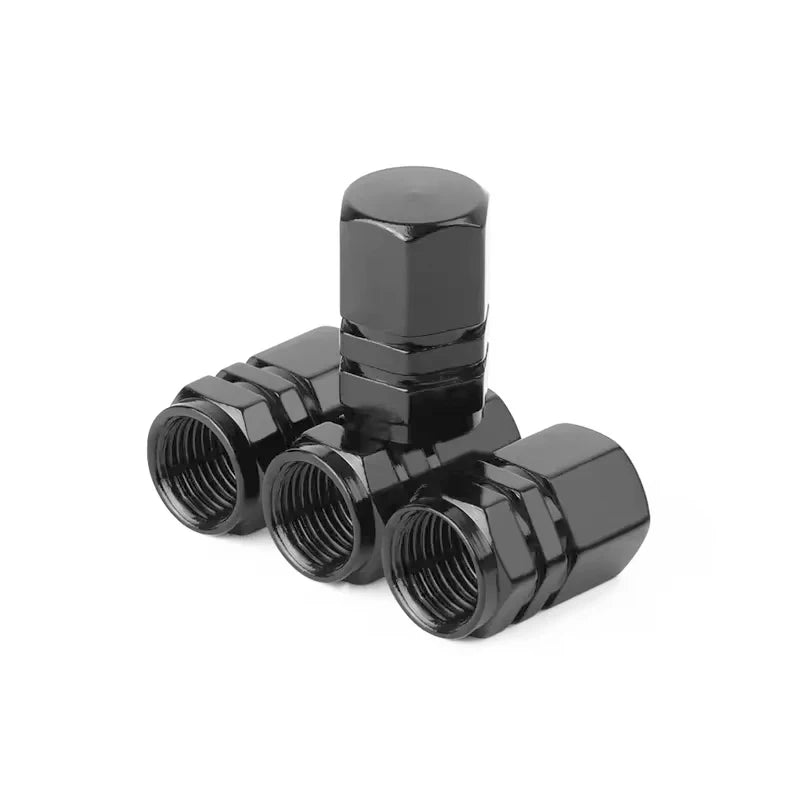 Aluminum Tire Valve Caps with Plastic Liners – Set of 4
