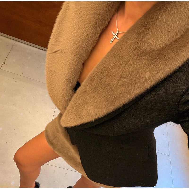 Women's Faux-Fur-Trim Blazer and Mini Skirt Set