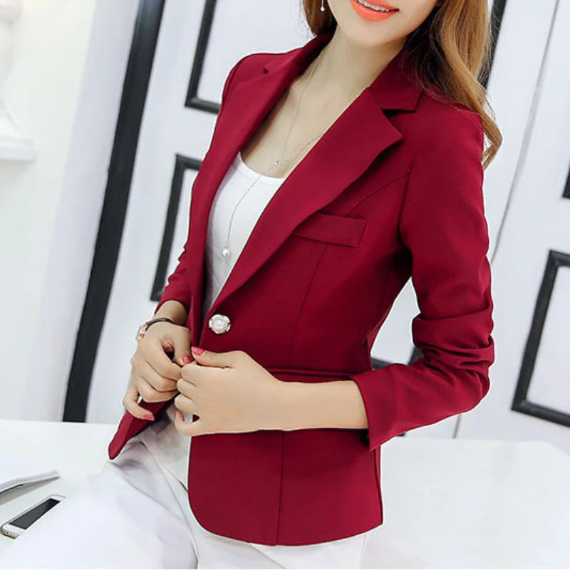 Women's Slim-Fit Single-Button Office Blazer