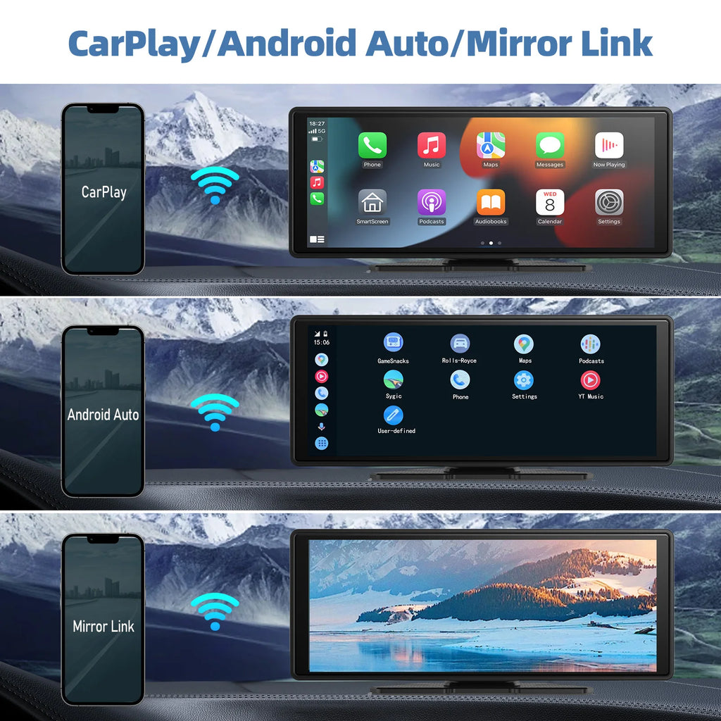 10.26-Inch Portable CarPlay and Android Auto Screen